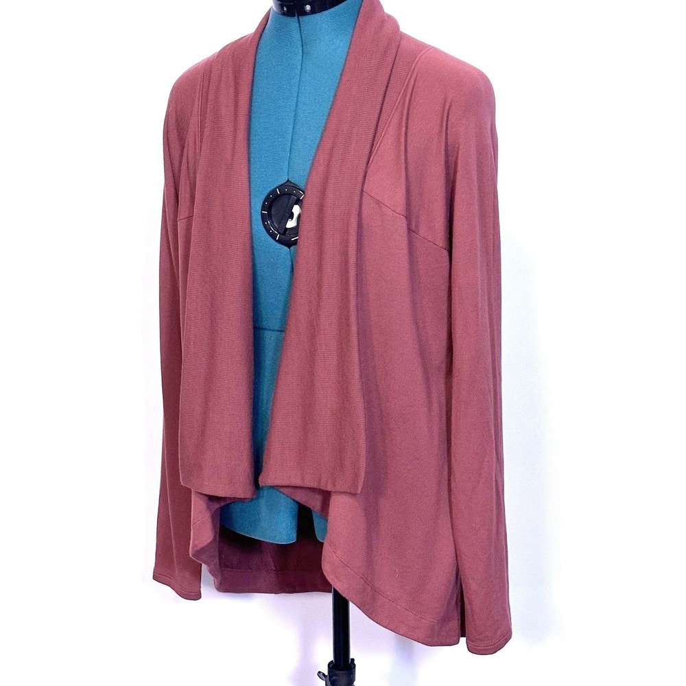 Athleta Cardigan Sweater Womens Small Red Open‎ Front Modal Stretch Lightweight